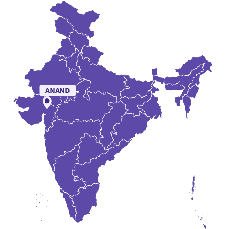Indian Map Focusing IT Services in Anand